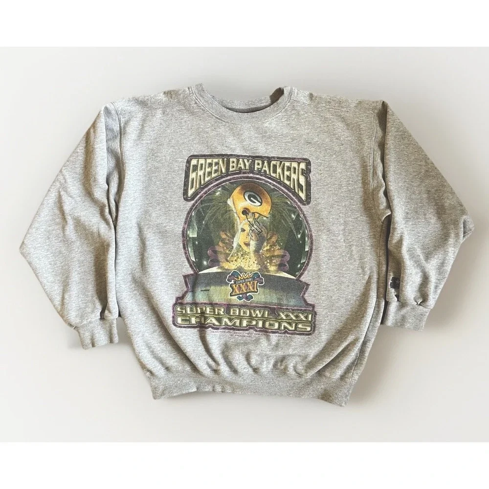 Vintage Green Bay Packers Sweatshirt Mens Large Gray Starter Super Bowl XXXI 90s
